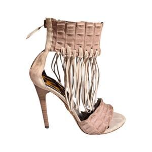 Crocodile Leather embossed fringe heel